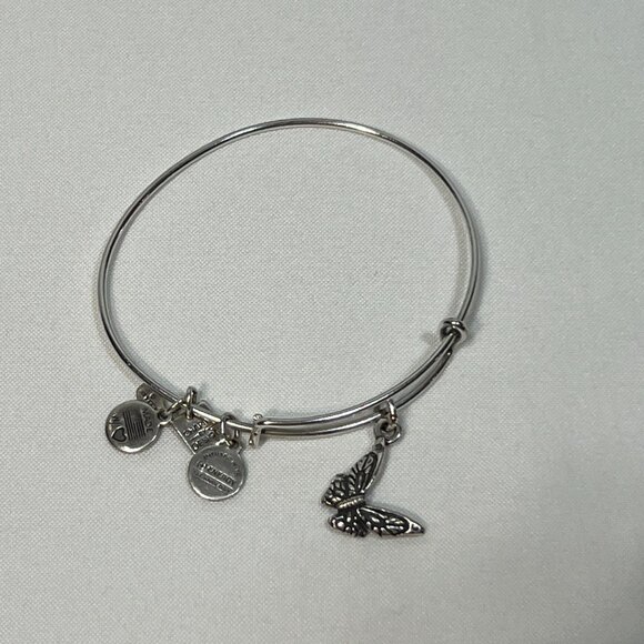 Alex and Ani Silver Butterfly Charm Bangle Bracelet - Picture 3 of 5